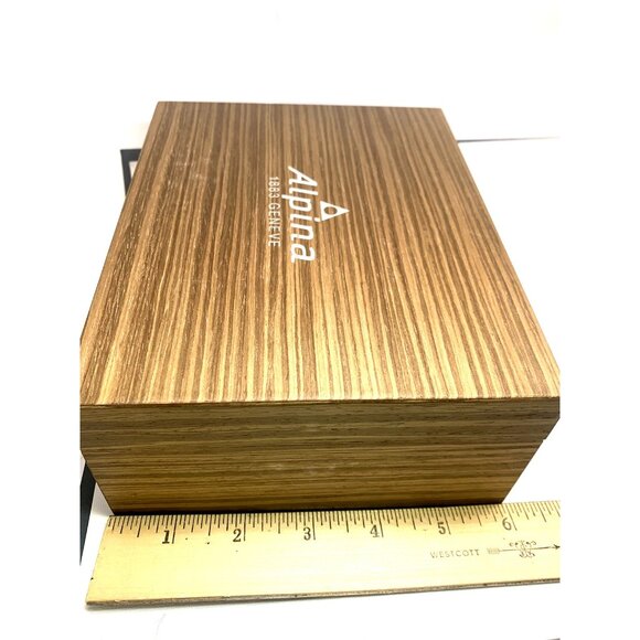 Alpina Watch Box Presentation Brown Wooden Case Gray Diver Display Empty - Picture 6 of 9